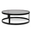 CCF6390-KS Nested Grey Glass Coffee Table - Black Base