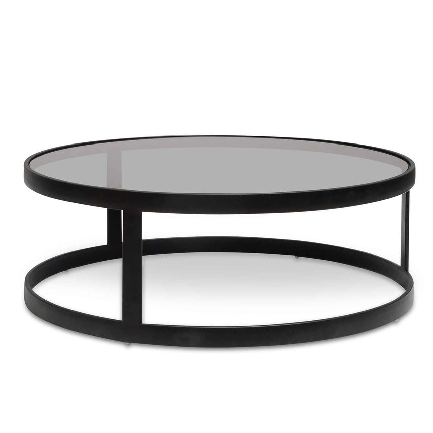 CCF6390-KS Nested Grey Glass Coffee Table - Black Base