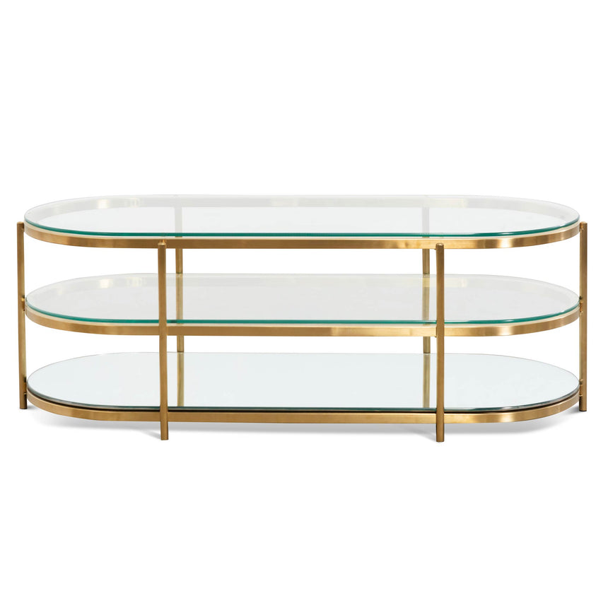 CCF6570-BS 1.2M Oval Glass Coffee Table - Bushed Gold