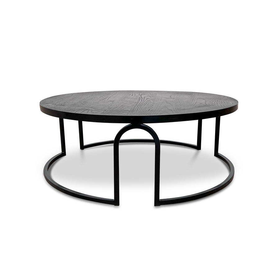 CCF6390-KS Nested Grey Glass Coffee Table - Black Base