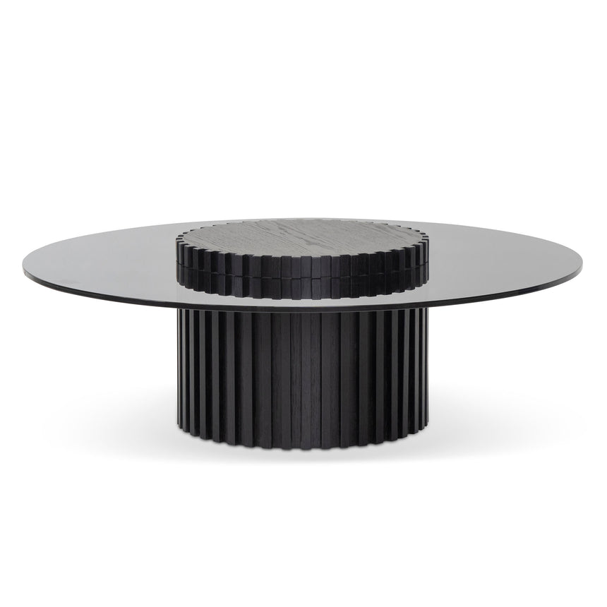 CCF6987-CN 1.1m Round Glass Cofee Table - Black
