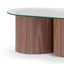 CCF8038-DW 1.4m Oval Glass Coffee Table - Walnut