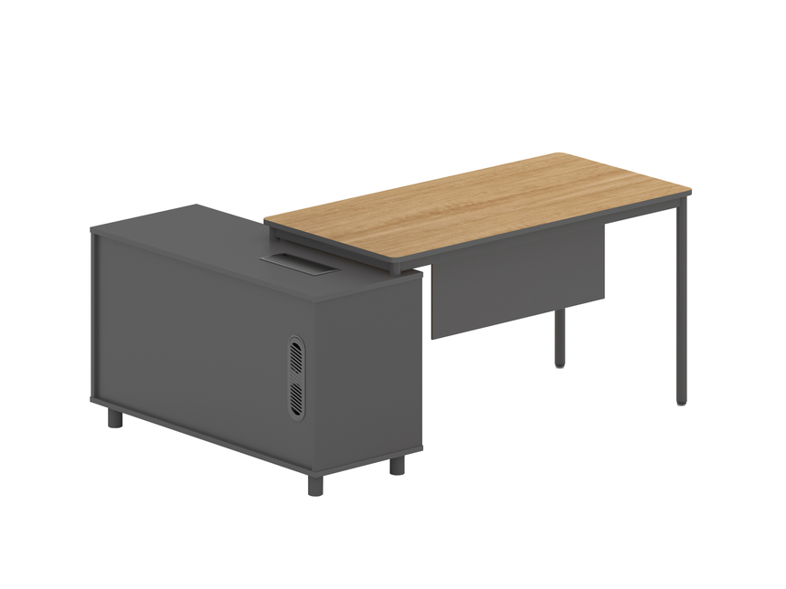 COT6944-SN 1.75m Right Return Natural Office Desk - Charcoal Base