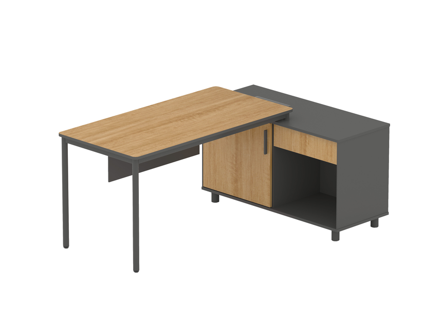 COT8663-NI 1.55m New Elm Home Office Desk - Full Black