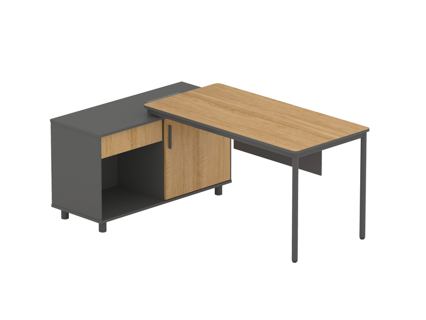 COT8663-NI 1.55m New Elm Home Office Desk - Full Black