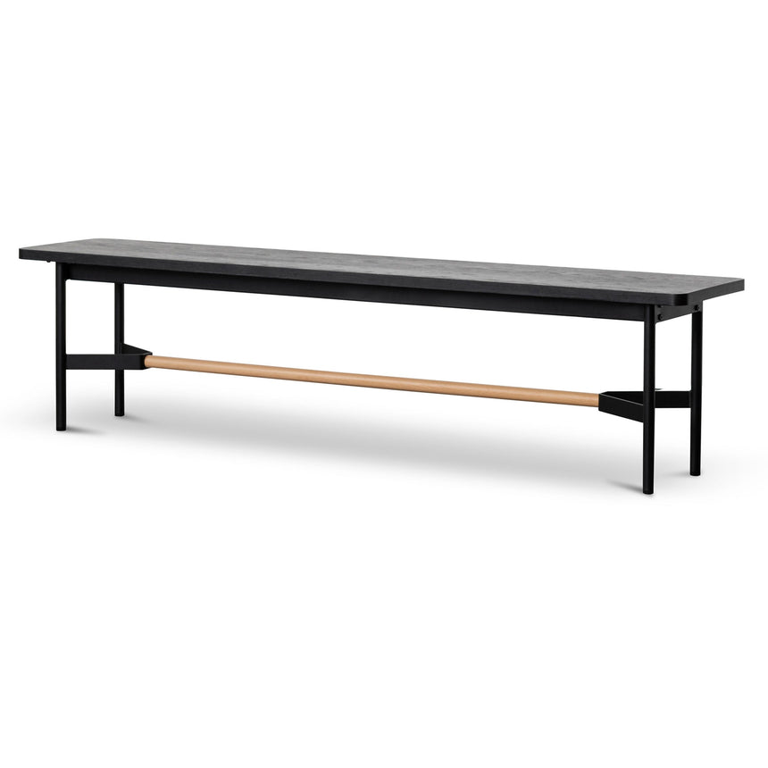 CDB2174-EM Outdoor Wooden Bench - Natural Top and Black Legs