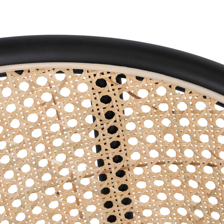 CDC6638-SD Fabric Dining Chair - Grey with Rattan Back