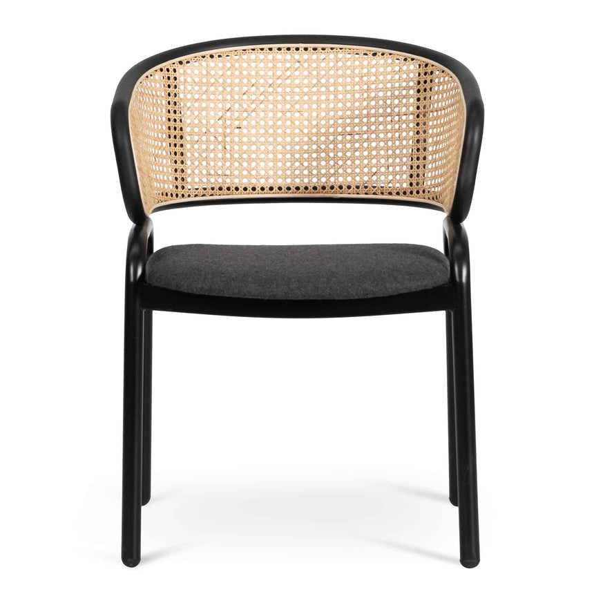 CDC6638-SD Fabric Dining Chair - Grey with Rattan Back