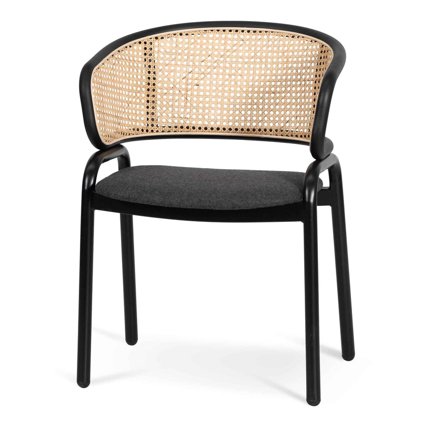 CDC6638-SD Fabric Dining Chair - Grey with Rattan Back