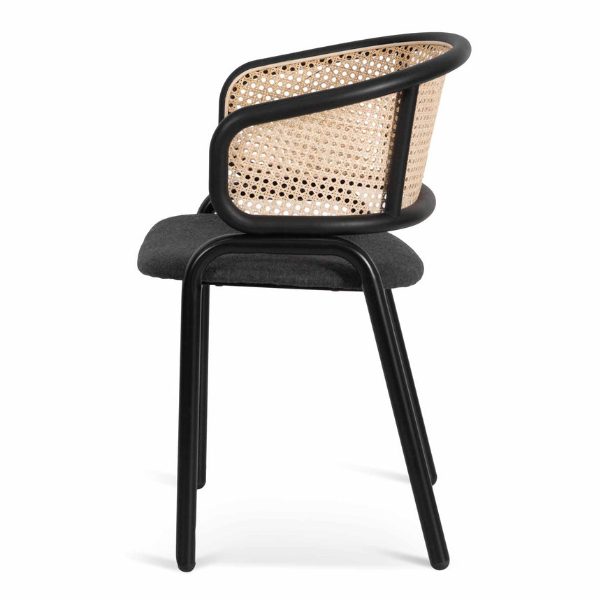 CDC6638-SD Fabric Dining Chair - Grey with Rattan Back