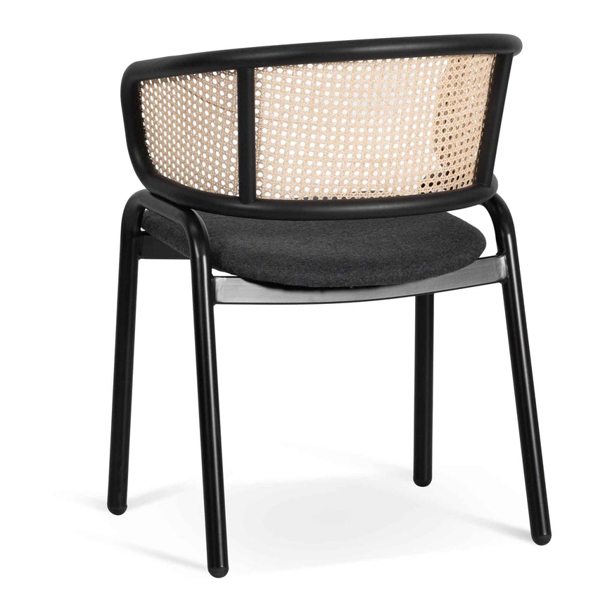 CDC6638-SD Fabric Dining Chair - Grey with Rattan Back