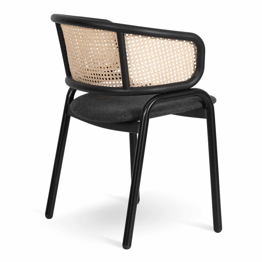 CDC6638-SD Fabric Dining Chair - Grey with Rattan Back