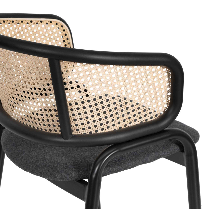 CDC6638-SD Fabric Dining Chair - Grey with Rattan Back