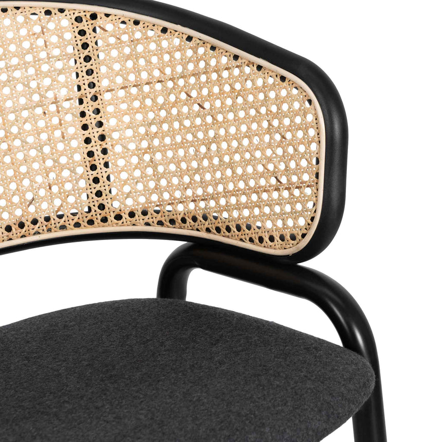 CDC6638-SD Fabric Dining Chair - Grey with Rattan Back