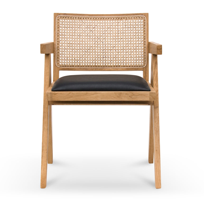 CDC6993-CH Rattan Dining Chair - Natural with Black Seat