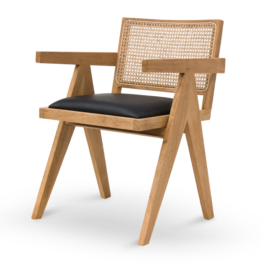 CDC6885-SD Fabric Natural Rattan Dining Chair - Black