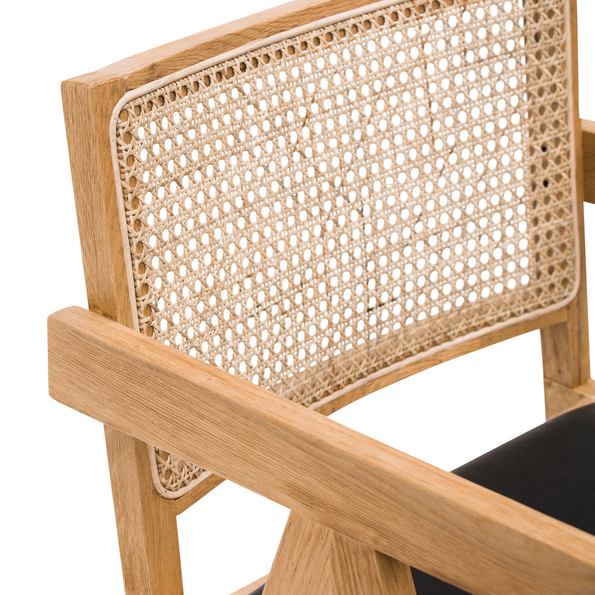 CDC6993-CH Rattan Dining Chair - Natural with Black Seat