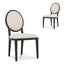 CDC8012-LJ Light Beige Fabric Dining Chair - Black Frame (Set of 2)