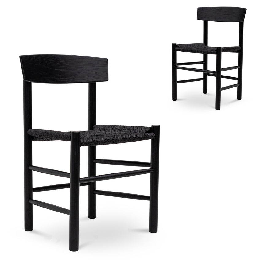 CDC6885-SD Fabric Natural Rattan Dining Chair - Black