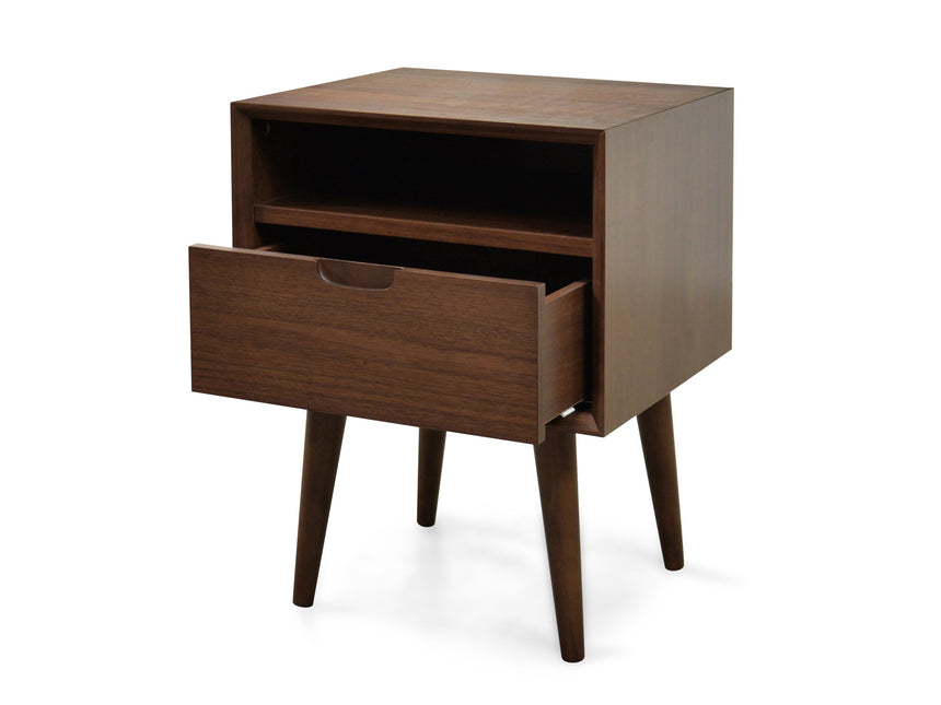 CST221WAL-VN SQ Wooden Bedside Table - Walnut