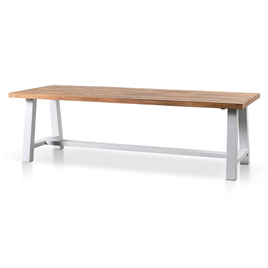 CDT2165-EM 2.5m Outdoor Dining Table - Natural Top and White Base