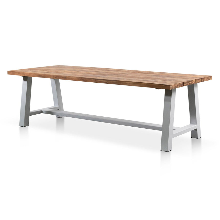 CDB2176-EM Outdoor Wooden Bench - Natural Top and White Legs