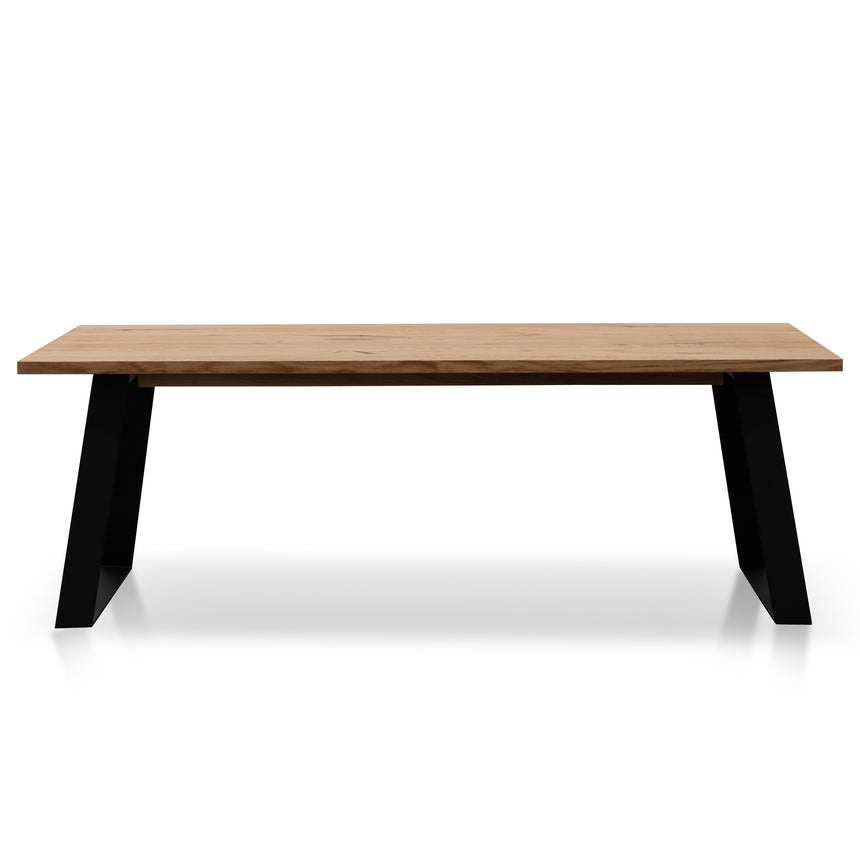 CDT6060-SI 2.2m Straight Top Dining table - Rustic Oak Veneer - Metal Legs