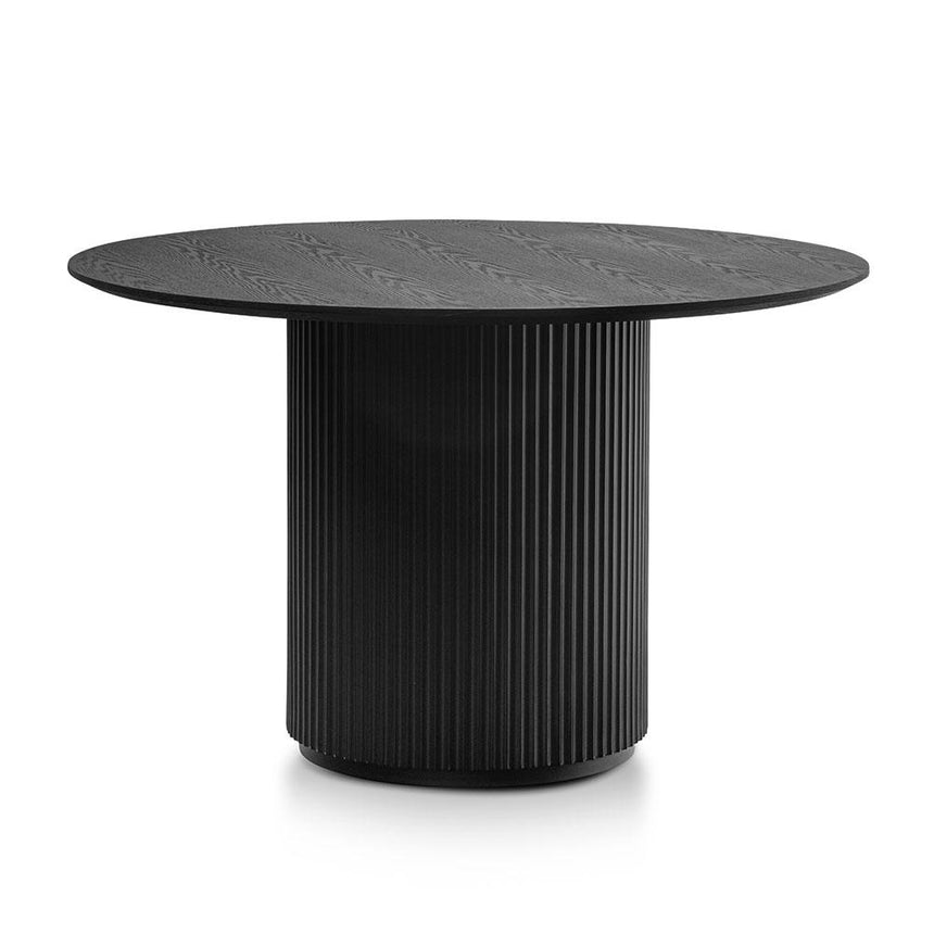 Ex Display - CDT2305-SD 100cm Round Dining Table - Black Veneer Top - Black Legs