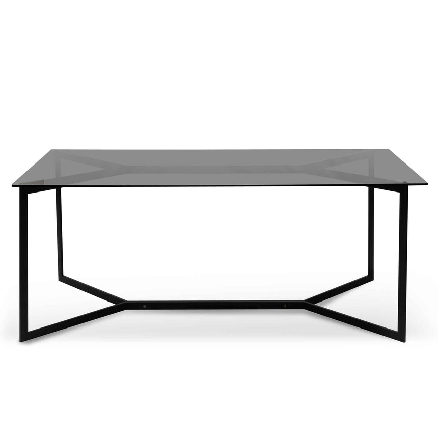 CDT6387-KS 1.9m Grey Glass Dining Table - Black Base