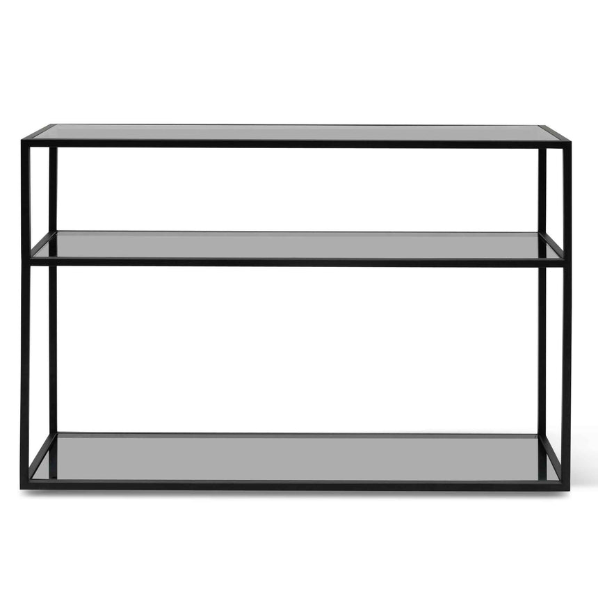 CDT6388-KS 1.2m Grey Glass Console Table - Black Base