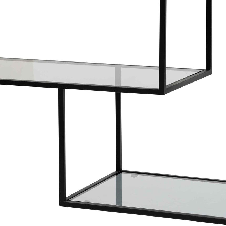 CDT6389-KS 1.2m Grey Glass Shelving Unit - Black Frame