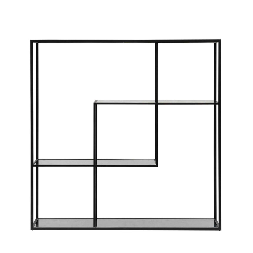 CDT6393-KS Grey Glass Small Shelving Unit - Black Frame