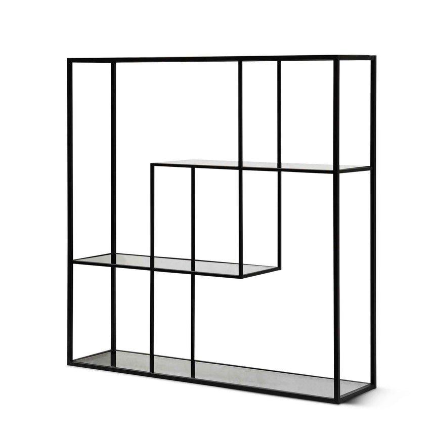 CDT6908-KD Black Bar Cabinet - Flute Glass Doors