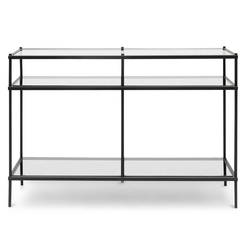 Ex Display - CDT6395-KS 1.2m Grey Glass Console Table - Black Base