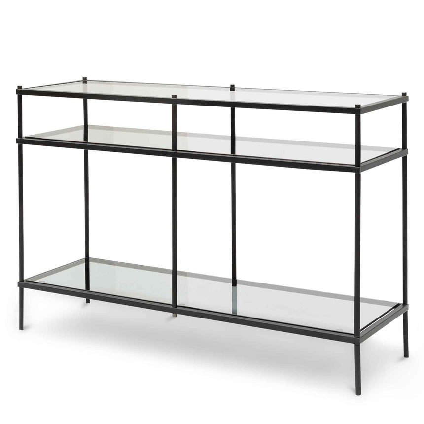 CDT6395-KS 1.2m Grey Glass Console Table - Black Base