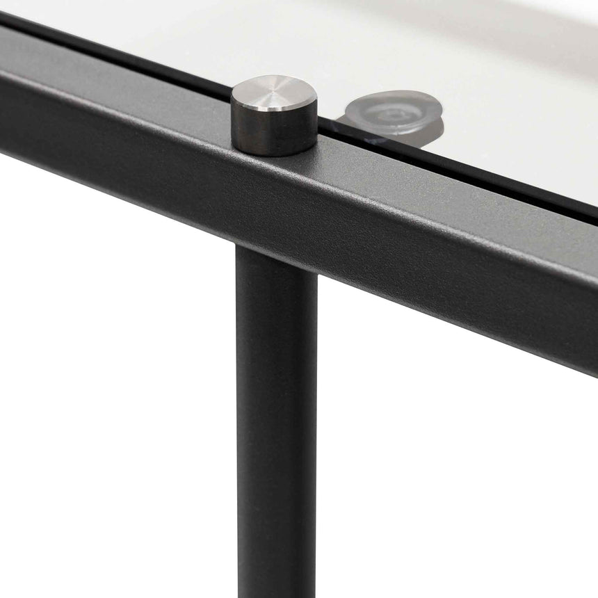 CDT6395-KS 1.2m Grey Glass Console Table - Black Base