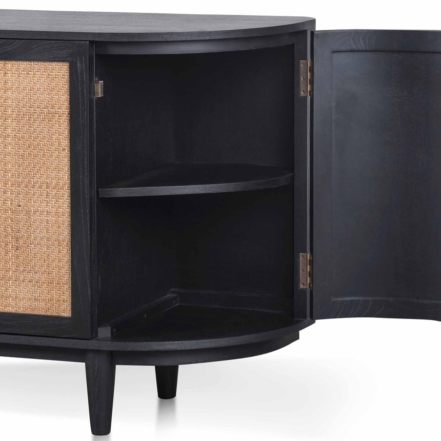 CDT6959-NI 1.7m Black Elm Sideboard - Rattan Doors