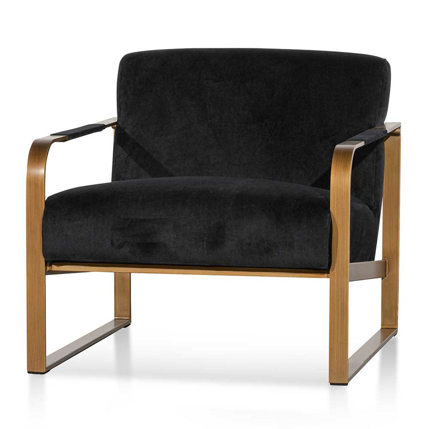 CDC2621-BS Occasional Chair In Black Velvet - Brushed Gold Base