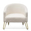 CLC6521-IG Armchair - Ivory White Synthetic Wool with Golden Legs