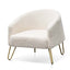 CLC6521-IG Armchair - Ivory White Synthetic Wool with Golden Legs