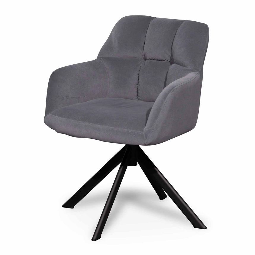 CDC6676-ST Fabric Dining Chair - Grey Velvet in Black Legs (Set of 2)