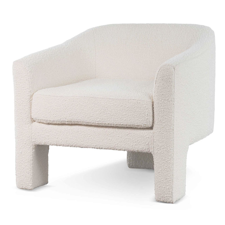 CLC8113-CA Ivory White Boucle Armchair - Natural Legs