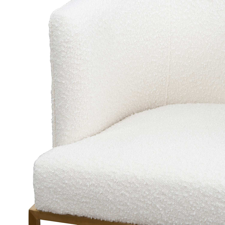 CLC6673-BS Ivory White Boucle Lounge Chair - Brushed Gold