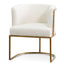 CLC6673-BS Ivory White Boucle Lounge Chair - Brushed Gold