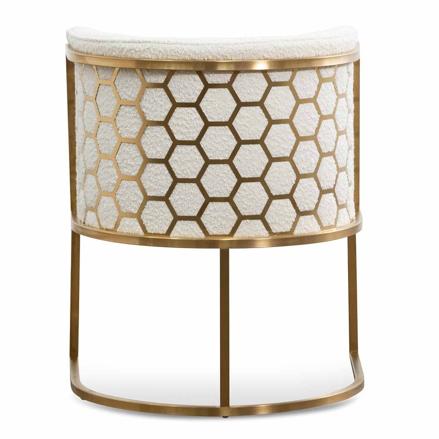 CLC6673-BS Daisy White Boucle Lounge Chair - Brushed Gold