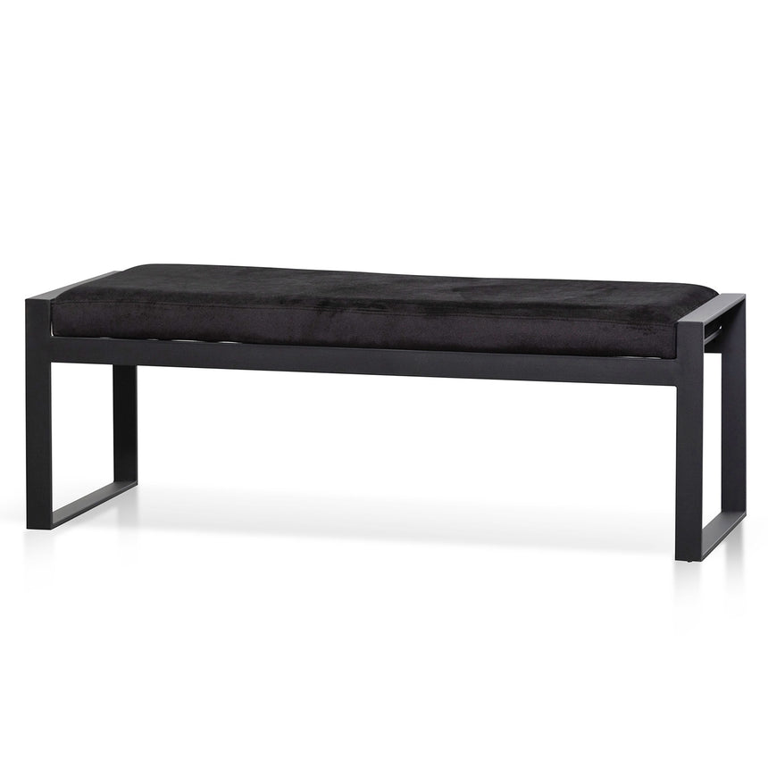 CLC2617-BS Steel Frame Ottoman In Black Velvet Seat - Brushed Gold Base