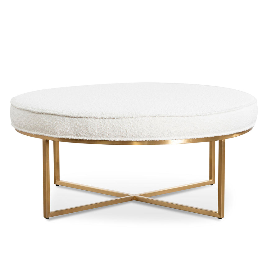 CLC6770-BS 100cm Daisy White Boucle Ottoman - Brushed Gold Base - Last one