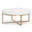 CLC6770-BS 100cm Ivory White Boucle Ottoman - Brushed Gold Base