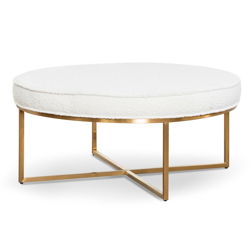 CLC6770-BS 100cm Daisy White Boucle Ottoman - Brushed Gold Base - Last one