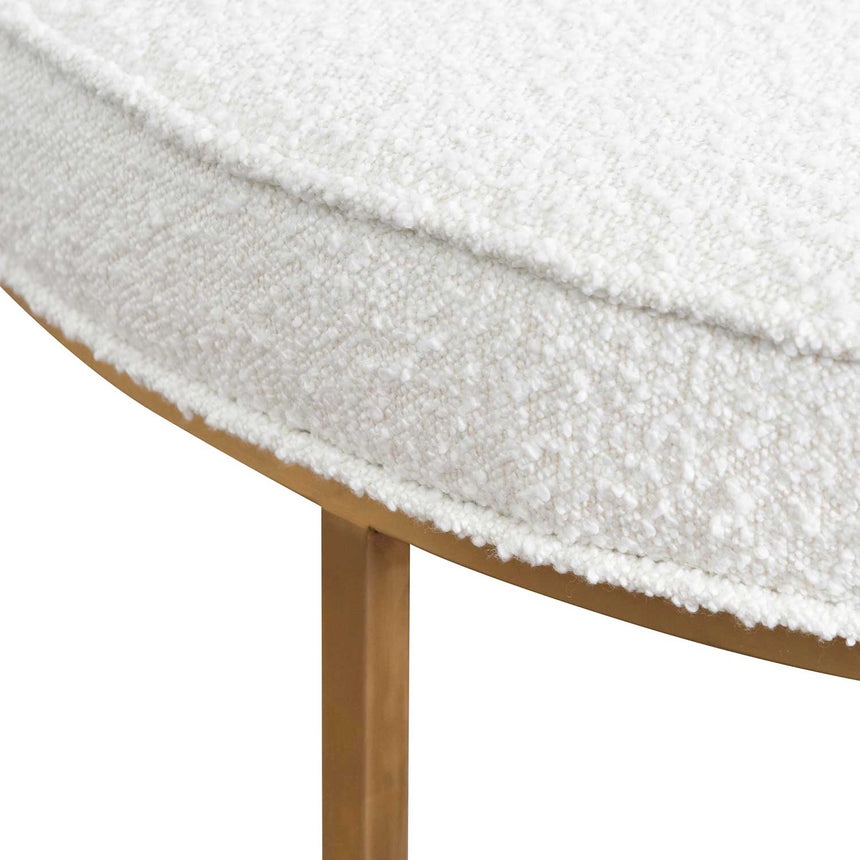 CLC6770-BS 100cm Daisy White Boucle Ottoman - Brushed Gold Base - Last one